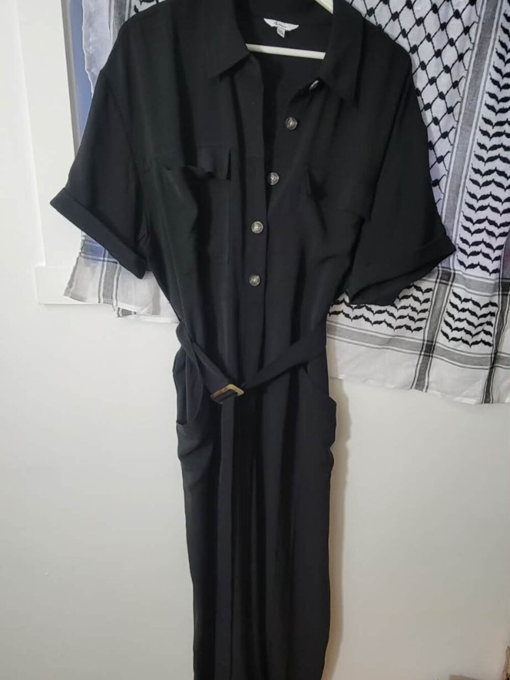 XXL Button down black plus size jumpsuit by reitmans - pockets + removable belt
